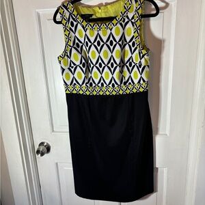 Sleeveless Geometric Black and Yellow Dress